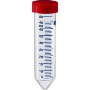 Tubo Falcon 50ml estéril, graduado, lateral esmerilado, fondo cónico, tapa a rosca. Máxima centrifug